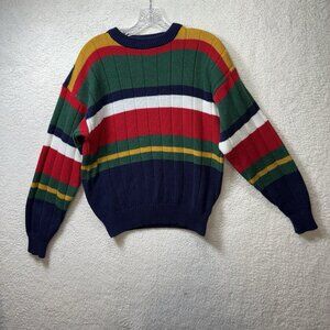 Vintage 90’s Colorblock Nautical Sweater Today’s News Adult Size Medium Knit